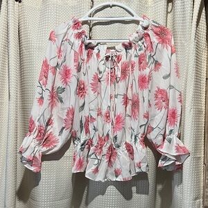 Floral Pink and White Women's Top